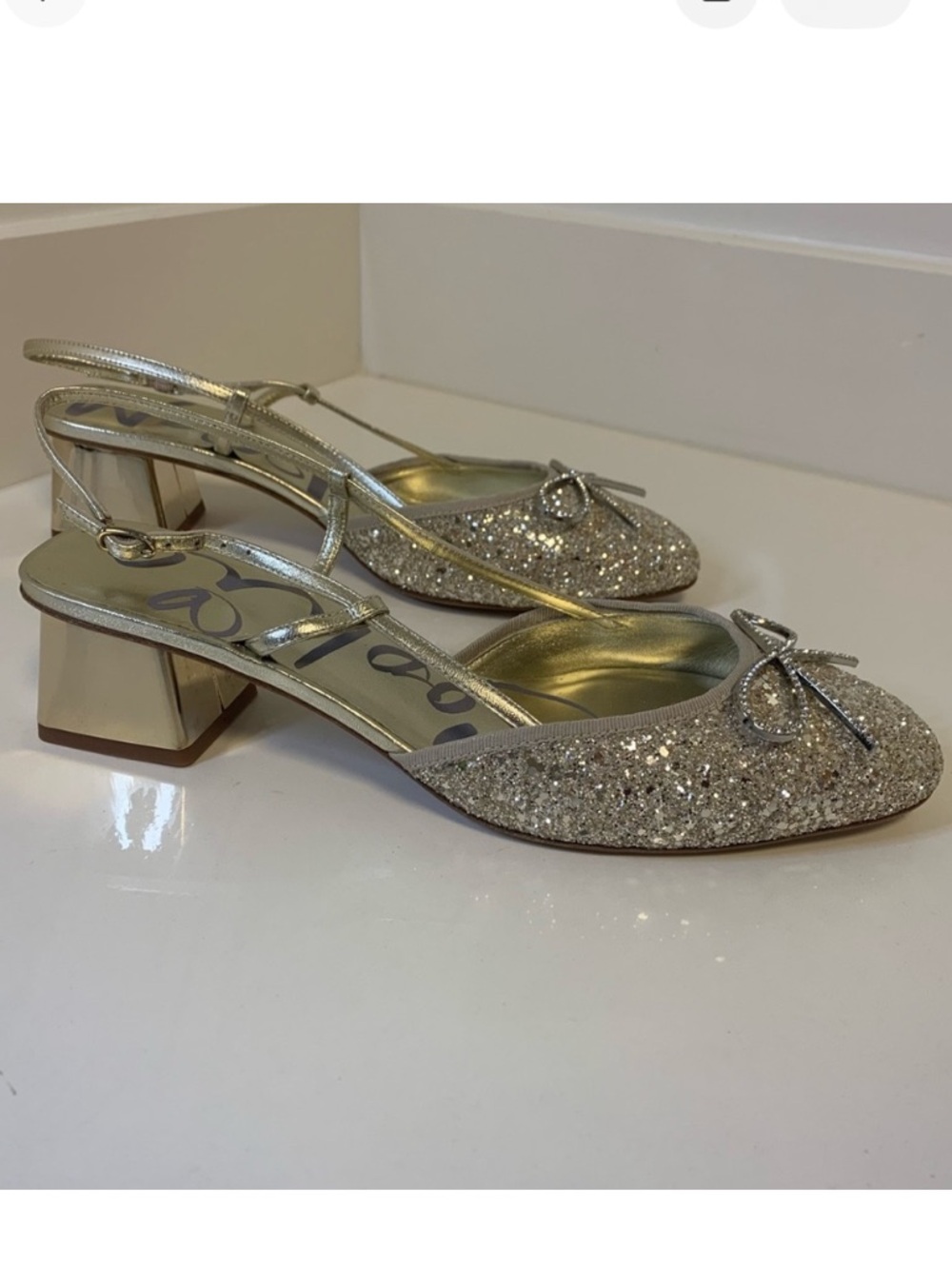 Sophia Webster Pirouette Ballet Bow Slingback Gold NWT Size 40
